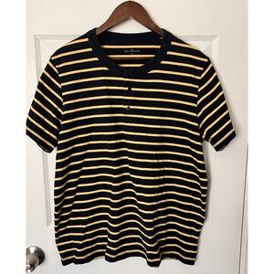 L.L. Bean Men's Signature Henley Short Sleeve Striped Shirt Size L
